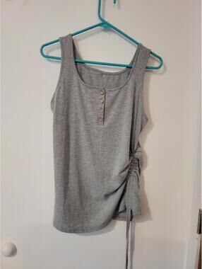 Gray Medium Sleeveless Tank Top with Side Drawstring